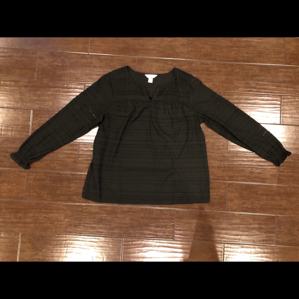 Christopher & Banks | Sheer Texture Black Blouse
